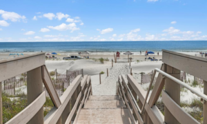 St. Augustine Beach with white sand and ocean waves